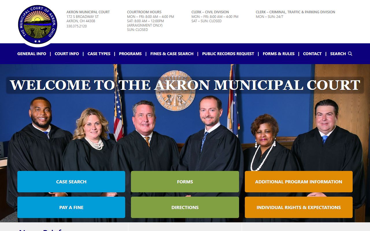 Akron Municipal Court 72 hour booking case search