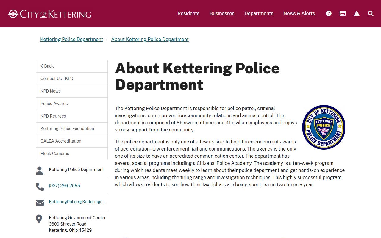 Kettering 72 hour booking police department website