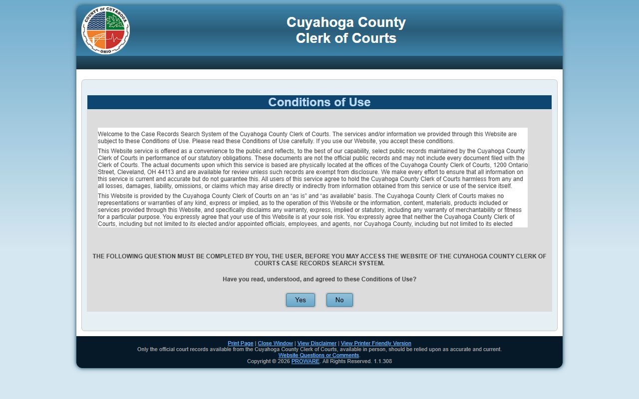 Cuyahoga County 72 hour booking clerk of courts docket