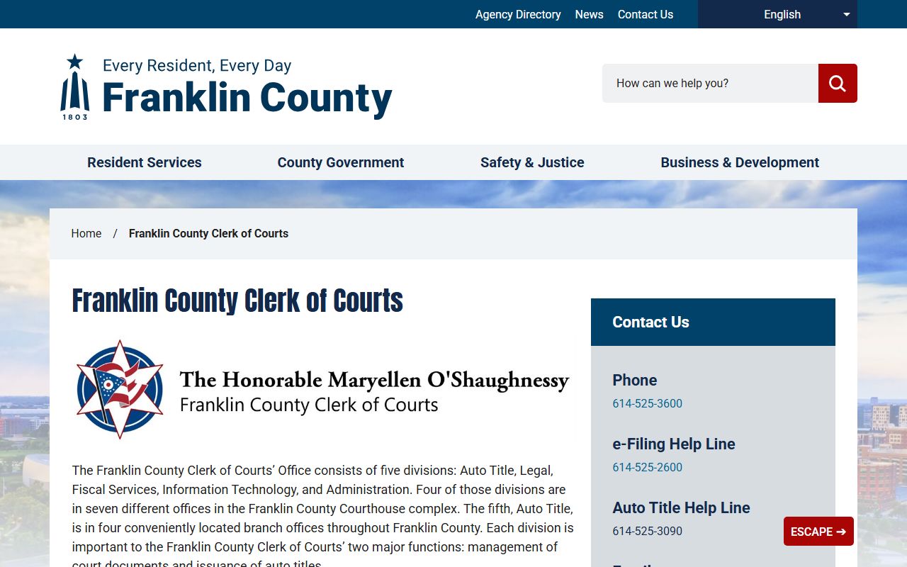 Franklin County Clerk of Courts 72 hour booking records