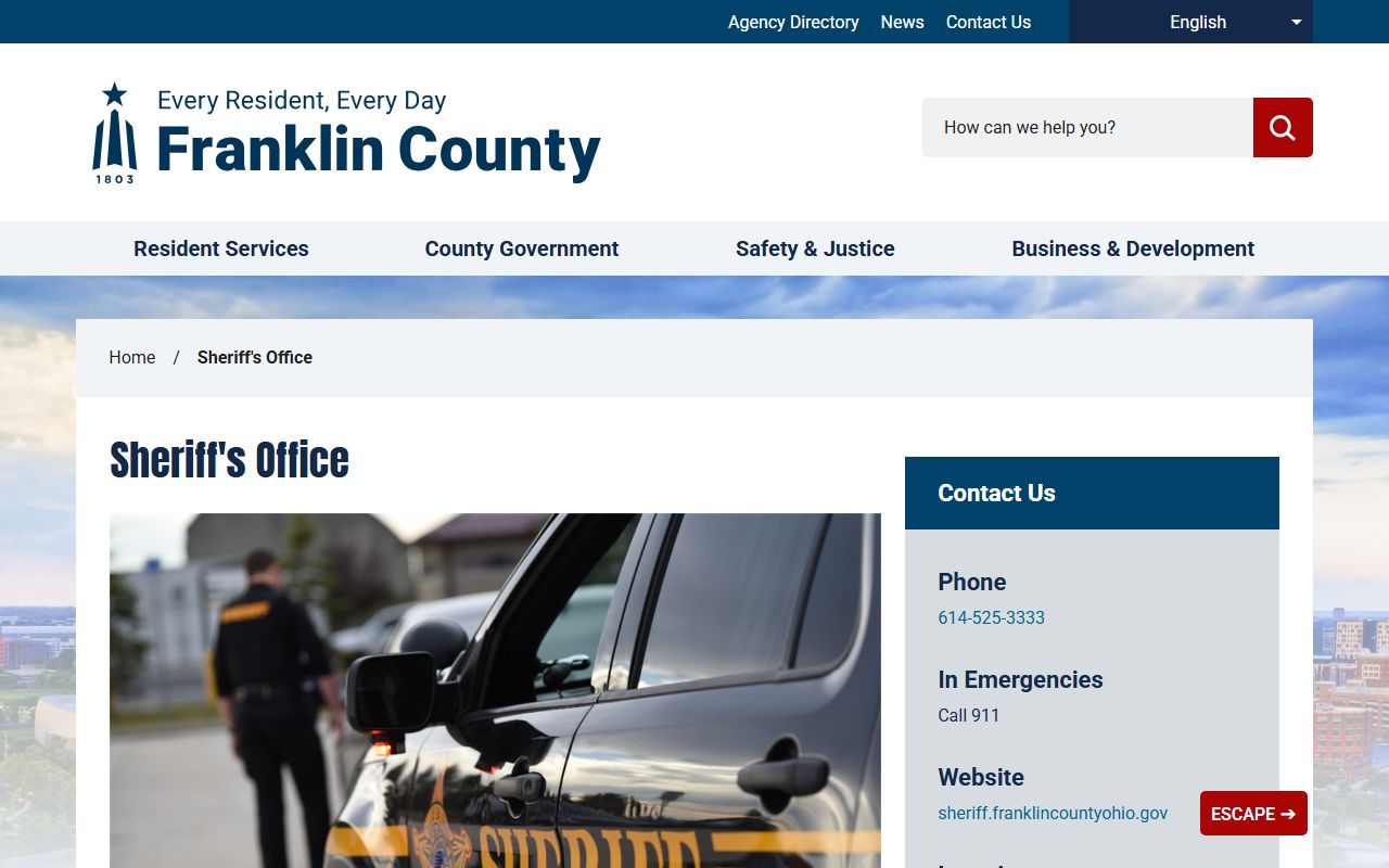 Franklin County 72 hour booking Sheriff's Office
