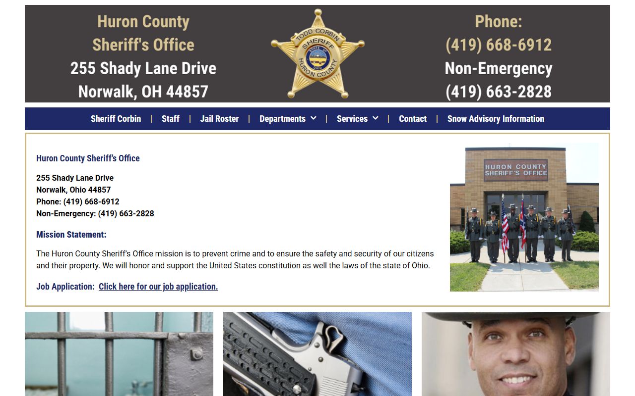 Huron County Sheriff website for 72 hour booking records