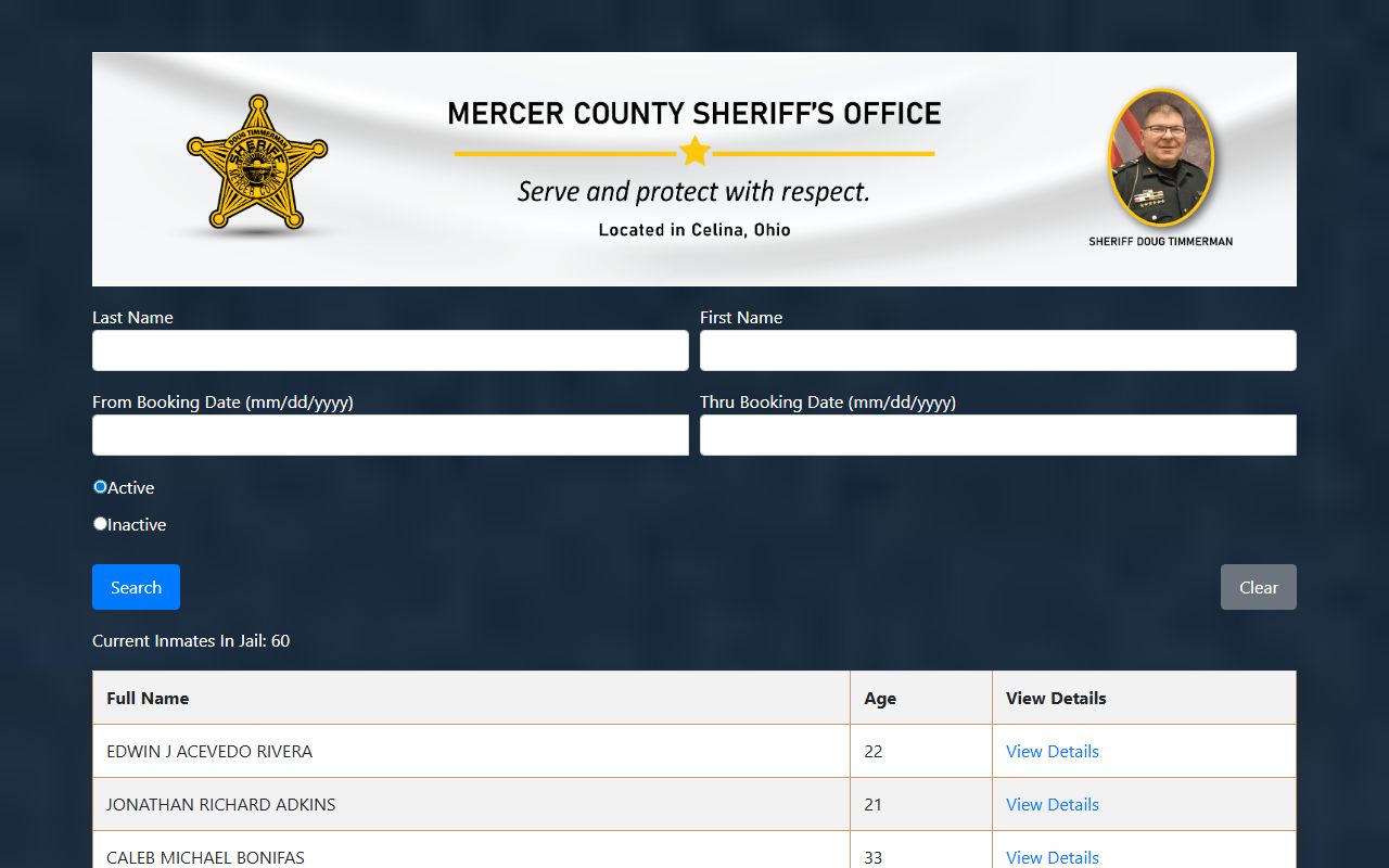 Mercer County 72 hour booking inmate search portal