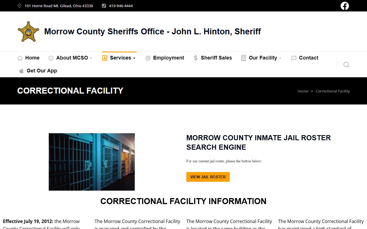 Morrow County jail 72 hour booking facility