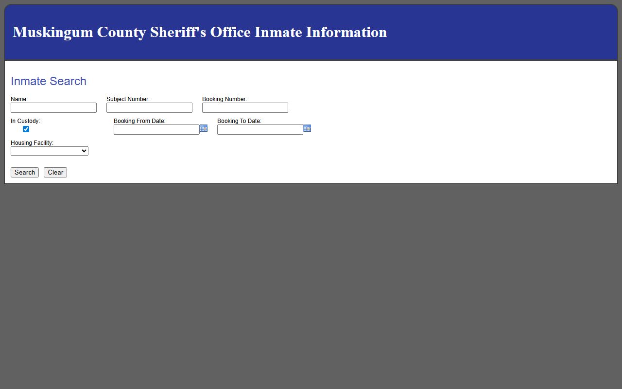 Muskingum County inmate registry 72 hour booking