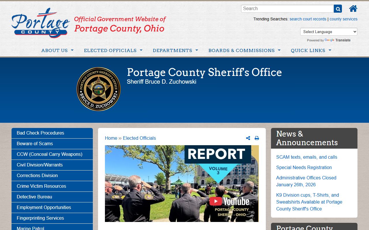 Portage County 72 hour booking sheriff's office