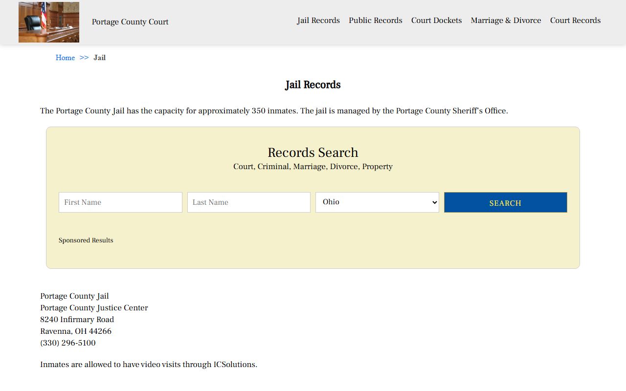 Portage County 72 hour booking jail records search